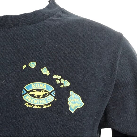 Kona Classic Big Wave Golden Ale Dual Graphic Print Long Sleeve Tee Sz S LS Navy - Picture 4 of 6